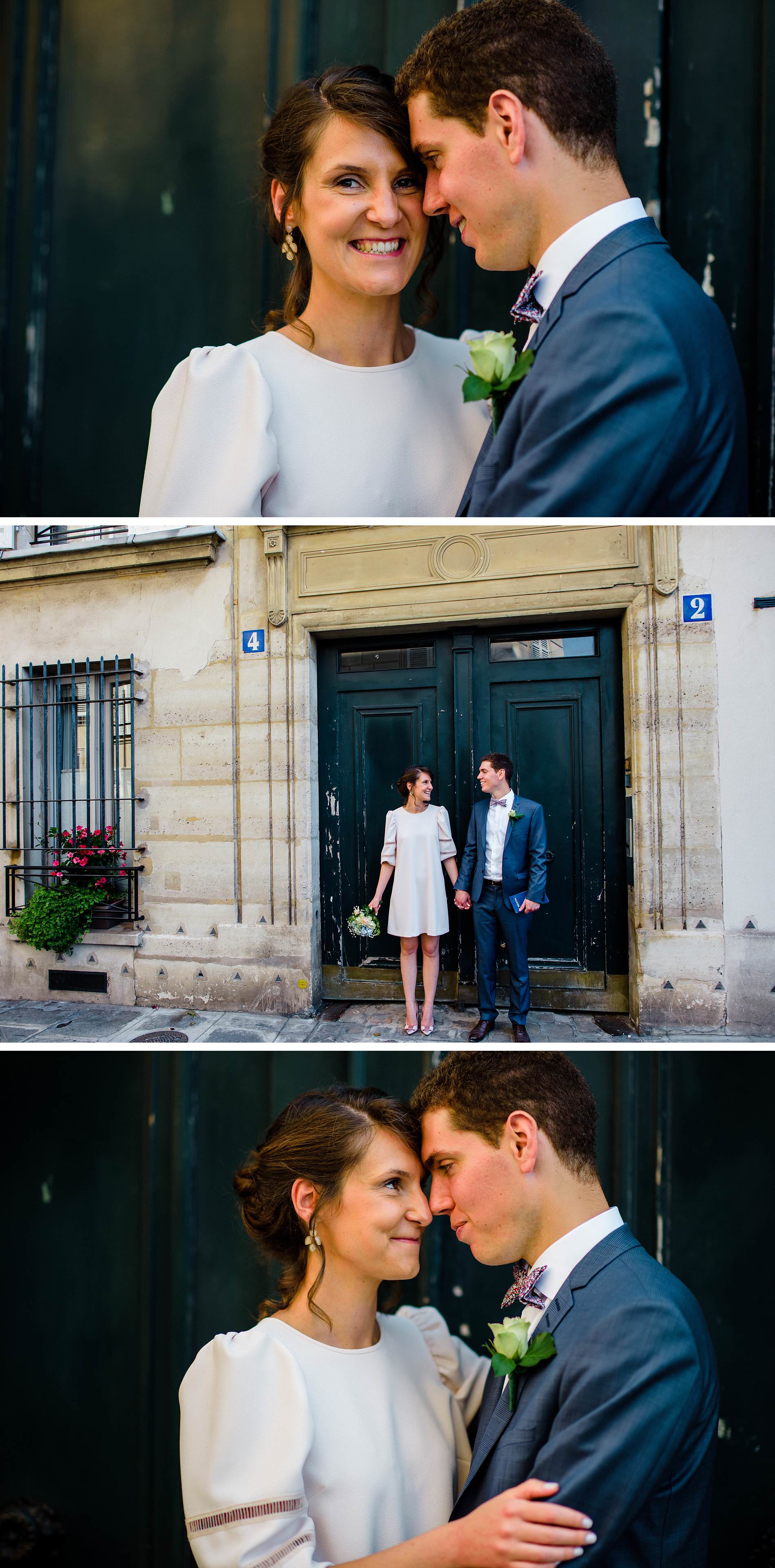 paris destination wedding bride and groom on the streets of paris