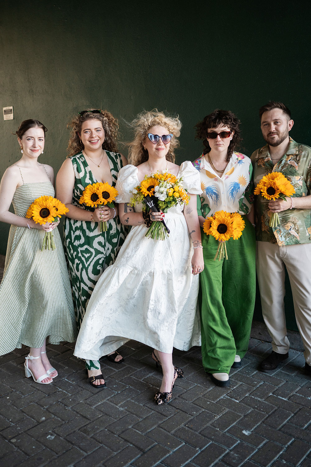 Funky bride and bridesmaids at their Brighton wedding